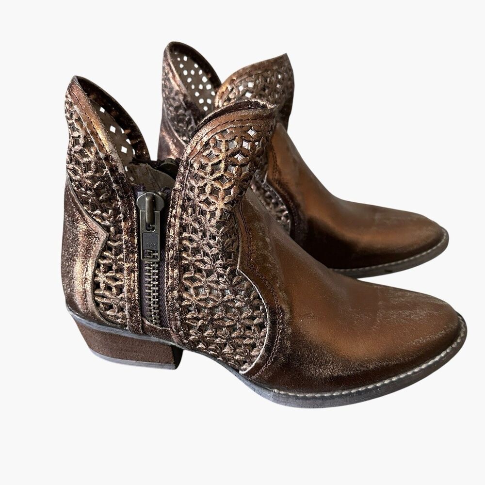 Circle G By Corral Booties Sz 10 Copper Cut Out Women’s Western Leather
